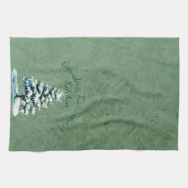 Elegante Wasserfarbe Schneewald Tree Großartige Kü Geschirrtuch