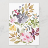 Elegante Wasserfarbe Schöne Hochzeit Menükarte (Rückseite)