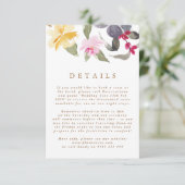 Elegante Wasserfarbe Schöne Hochzeitsdetails Begleitkarte (Stehend Vorderseite)