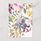 Elegante Wasserfarbe Schöne Hochzeitsdetails Begleitkarte (Rückseite)