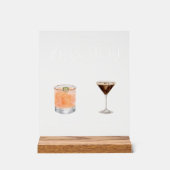 Elegante Wasserfarbe Seine Signature Drink Hochzei Acrylschild (Vorderseite)