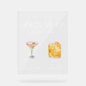 Elegante Wasserfarbe Seine Signature Drink Hochzei Acrylschild (Vorderseite)