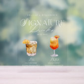 Elegante Wasserfarbe Seine Signature Drink Hochzei Acrylschild (Neutral)