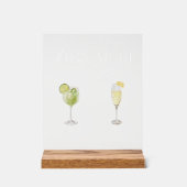 Elegante Wasserfarbe Seine Signature Drink Hochzei Acrylschild (Vorderseite)