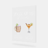 Elegante Wasserfarbe Seine Signature Drink Hochzei Acrylschild (Winkel)