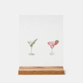 Elegante Wasserfarbe Seine Signature Drink Hochzei Acrylschild (Vorderseite)