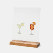 Elegante Wasserfarbe Seine Signature Drink Hochzei Acrylschild (Winkel)