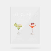 Elegante Wasserfarbe Seine Signature Drink Hochzei Acrylschild