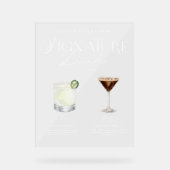 Elegante Wasserfarbe Seine Signature Drink Hochzei Acrylschild (Vorderseite)