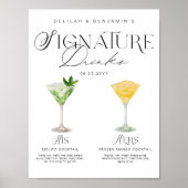 Elegante Wasserfarbe Seine Signature Drink Hochzei Poster (Vorne)
