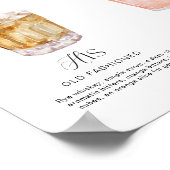 Elegante Wasserfarbe Seine Signature Drink Hochzei Poster (Ecke)