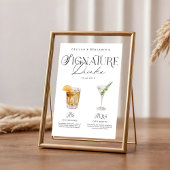 Elegante Wasserfarbe Seine Signature Drink Hochzei Poster