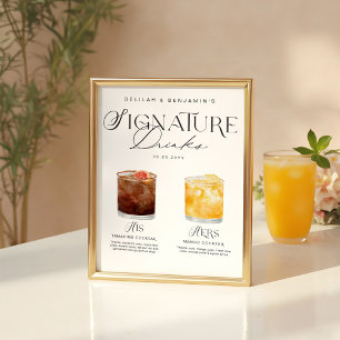 Elegante Wasserfarbe Seine Signature Drink Hochzei Poster