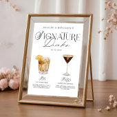 Elegante Wasserfarbe Seine Signature Drink Hochzei Poster