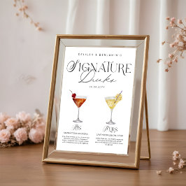 Elegante Wasserfarbe Seine Signature Drink Hochzei Poster