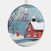 Elegante Wasserfarbe Snowfall Feierliche Feierlich Keramik Ornament (Links)