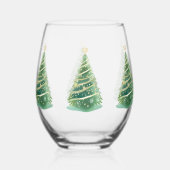 Elegante Wasserfarbe Snowflake Frohe Weihnachtsbau Weinglas Ohne Stiel (Vorderseite)