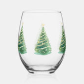 Elegante Wasserfarbe Snowflake Frohe Weihnachtsbau Weinglas Ohne Stiel (Rückseite)