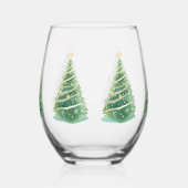 Elegante Wasserfarbe Snowflake Frohe Weihnachtsbau Weinglas Ohne Stiel (Rechts)