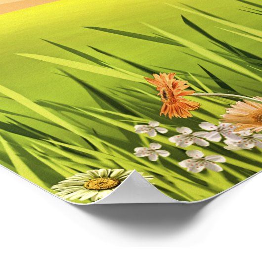 Elegante Wasserfarbe Sommerliche Grüne Poster (Ecke)