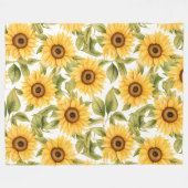 Elegante Wasserfarbe Sonnenblume Fleecedecke (Vorderseite (Horizontal))