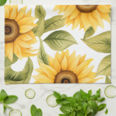 Elegante Wasserfarbe Sonnenblume Geschirrtuch (Gefaltet)