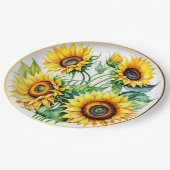 Elegante Wasserfarbe Sonnenblume Pappteller (Schrägansicht)