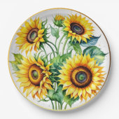 Elegante Wasserfarbe Sonnenblume Pappteller (Vorderseite)