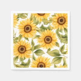 Elegante Wasserfarbe Sonnenblume Serviette