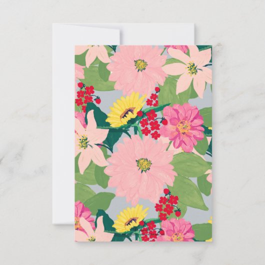 Elegante Wasserfarbe Sonnenblumen Blush Bloral Gra Einladung (Rückseite)