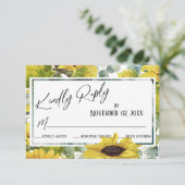 Elegante Wasserfarbe Sonnenblumen & Eukalyptus RSVP Karte (Stehend Vorderseite)