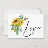 Elegante Wasserfarbe Sonnenblumen & Eukalyptus RSVP Karte (Rückseite)