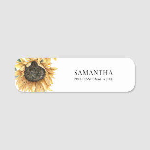 Elegante Wasserfarbe Sonnenblumen Namensschild