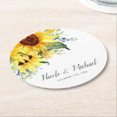 Elegante Wasserfarbe Sonnenblumen Personalisiert H Runder Pappuntersetzer (Angewinkelt)