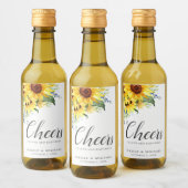 Elegante Wasserfarbe Sonnenblumen Personalisiert H Weinetikett (Flaschen)