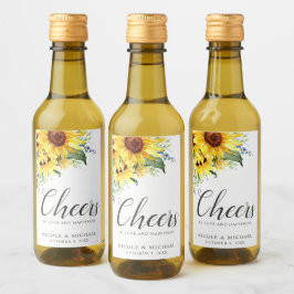 Elegante Wasserfarbe Sonnenblumen Personalisiert H Weinetikett