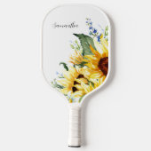 Elegante Wasserfarbe Sonnenblumen Personalisiert Pickleball Schläger (Rückseite)
