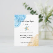 Elegante Wasserfarbe Starfish Küste Save the Date Ankündigungspostkarte (Stehend Vorderseite)