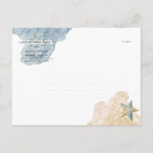 Elegante Wasserfarbe Starfish Küste Save the Date Ankündigungspostkarte (Rückseite)