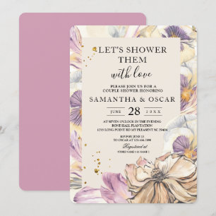 Elegante Wasserfarbe Stiefmütterchen & violette Bl Einladung
