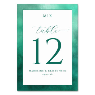 Elegante Wasserfarbe Tischnummer in Türkis