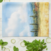 Elegante Wasserfarbe Toskana Mittelmeer Geschirrtuch (Gefaltet)