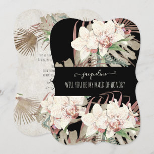 Elegante Wasserfarbe Tropische Blumen Brautjungfer Einladung