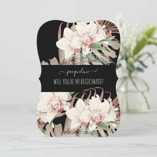 Elegante Wasserfarbe Tropische Blüte überbrücken Einladung (Stehend Vorderseite)