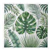 Elegante Wasserfarbe Tropische grüne botanische Fl Fliese (Vorderseite)