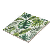 Elegante Wasserfarbe Tropische grüne botanische Fl Fliese (Seite)