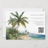 Elegante Wasserfarbe Tropischer Strand QR-Code Hoc Einladung (Rückseite)