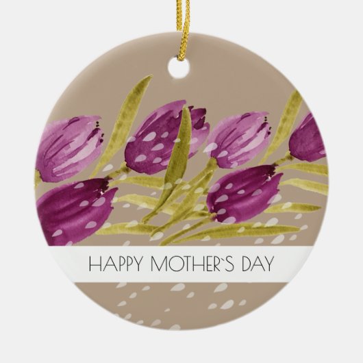 Elegante Wasserfarbe Tulip Blume Beruflich Keramik Ornament (Vorne)