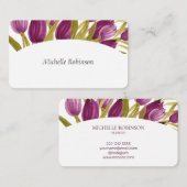 Elegante Wasserfarbe Tulip Blume Beruflich Visitenkarte (Vorne/Hinten)