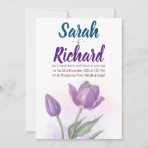 Elegante Wasserfarbe Tulip Hochzeit Einladung